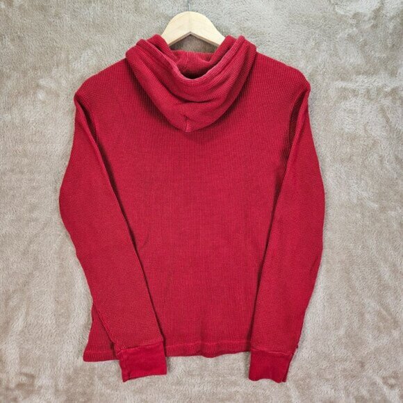 Polo Ralph Lauren Knit Hoodie Waffle Thermal Pullover Sweater Classic Red Size S - Picture 2 of 11